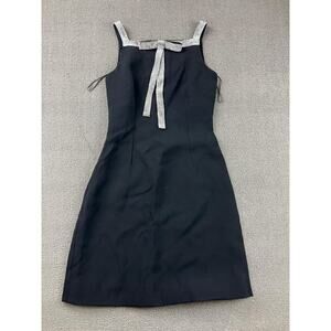 Dolce & Gabbana Mini Dress Women IT‎ 38 Black Silk Lined Crystal Bow-Embellished